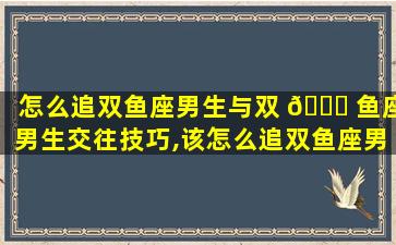 怎么追双鱼座男生与双 🐘 鱼座男生交往技巧,该怎么追双鱼座男生